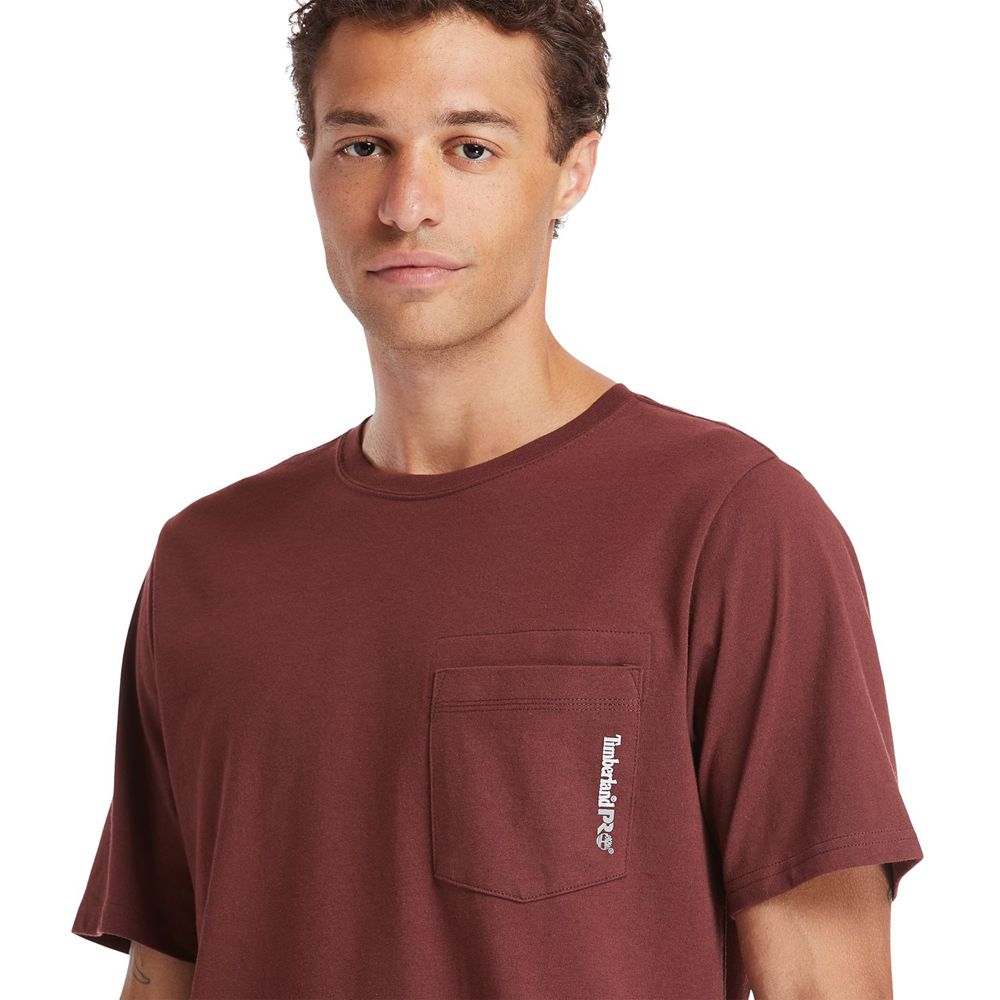 Camisetas Masculino - Timberland Pro® Short Sleeve Base Plate Wicking - HLNXU6874 - Bordeaux